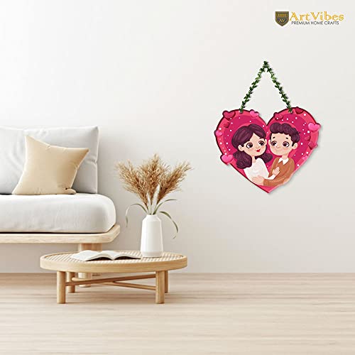 Artvibes Wood Couple Wall Hanging for Home Decor|Couple Gifts|Valentine Decor Items for Girlfriend Boyfriend Husband Wife|Living Room Decoration|Art Piece for Bedroom (WH_8301N), Multicolor - Image 3