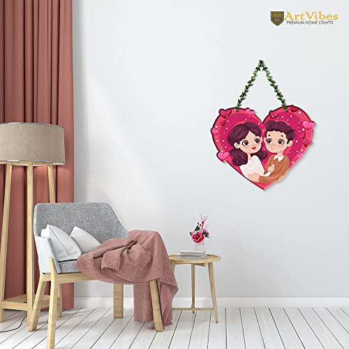 Artvibes Wood Couple Wall Hanging for Home Decor|Couple Gifts|Valentine Decor Items for Girlfriend Boyfriend Husband Wife|Living Room Decoration|Art Piece for Bedroom (WH_8301N), Multicolor - Image 4