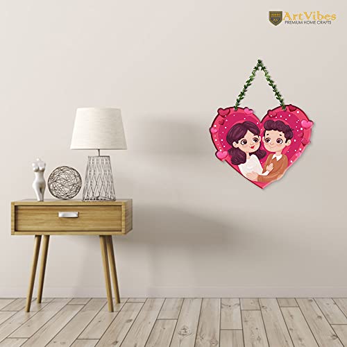 Artvibes Wood Couple Wall Hanging for Home Decor|Couple Gifts|Valentine Decor Items for Girlfriend Boyfriend Husband Wife|Living Room Decoration|Art Piece for Bedroom (WH_8301N), Multicolor - Image 2