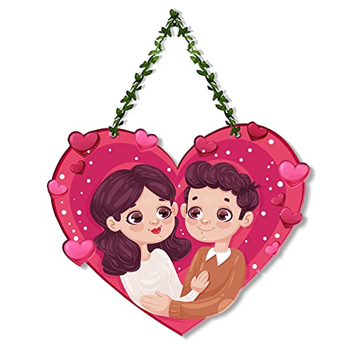 Artvibes Wood Couple Wall Hanging for Home Decor|Couple Gifts|Valentine Decor Items for Girlfriend Boyfriend Husband Wife|Living Room Decoration|Art Piece for Bedroom (WH_8301N), Multicolor - Image 1