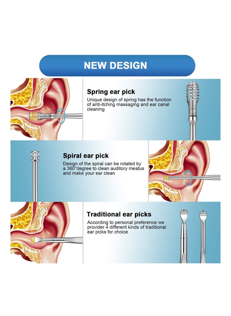 Y&D Ear Pick Wax Removal Kit, 8Pcs Cleansing Set, Curette Remover Tools with a Cleaning Brush and Storage Box  - Image 4