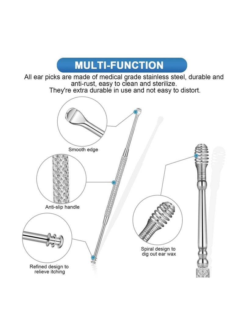 Y&D Ear Pick Wax Removal Kit, 8Pcs Cleansing Set, Curette Remover Tools with a Cleaning Brush and Storage Box  - Image 3