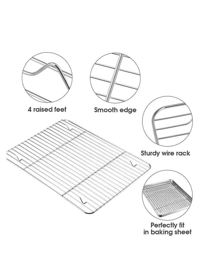 KASTWAVE - Baking Sheet Nonstick Baking Pans with Rack Set 1 Sheets+1 Rack Stainless Steel Cookie Sheet Pan with Cooling Rack for Oven 16" x 12" x 1" Tray Non-Toxic Heavy Duty Easy Clean - Image 1