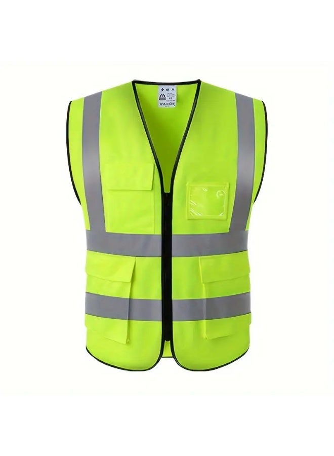 cartogivz High-Visibility Reflective Safety Vest with Pocket - Durable Polyester, Ideal for Security & Labor Protection - Security Jacket  - Image 1