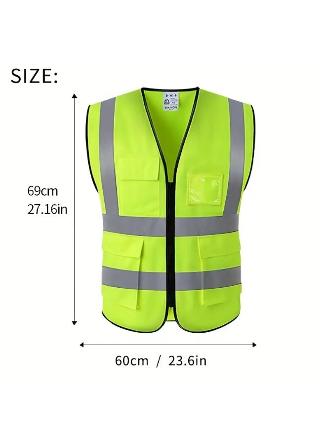 cartogivz High-Visibility Reflective Safety Vest with Pocket - Durable Polyester, Ideal for Security & Labor Protection - Security Jacket  - Image 2
