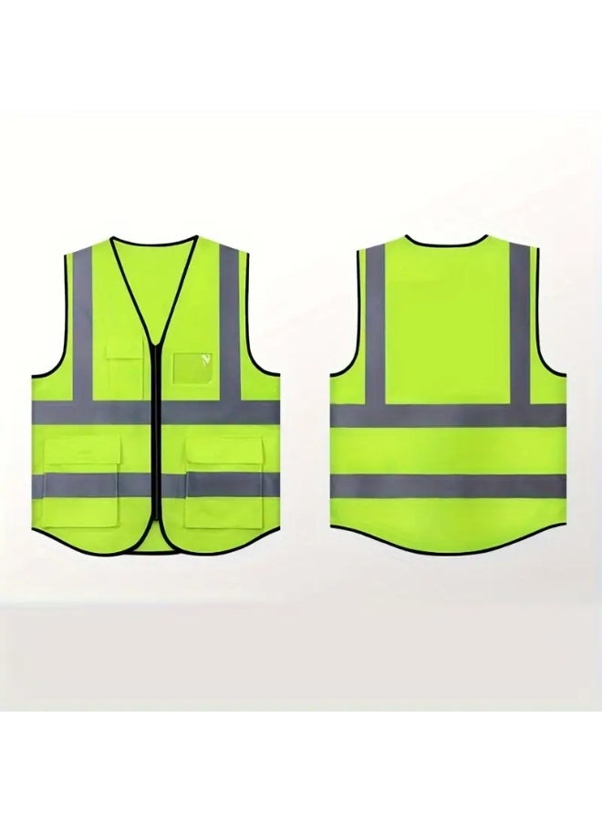 cartogivz High-Visibility Reflective Safety Vest with Pocket - Durable Polyester, Ideal for Security & Labor Protection - Security Jacket  - Image 3