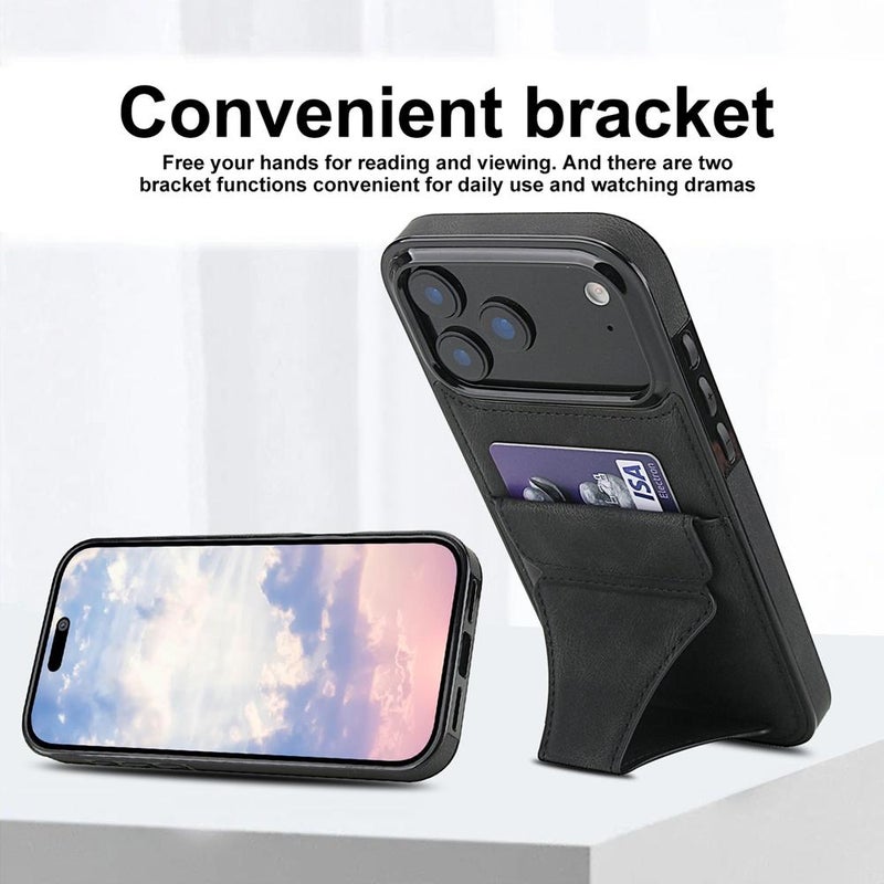 erorex For iPhone 17 Pro Max Ultra-thin Shockproof Phone Protective Case with Holder(Black) - Image 2