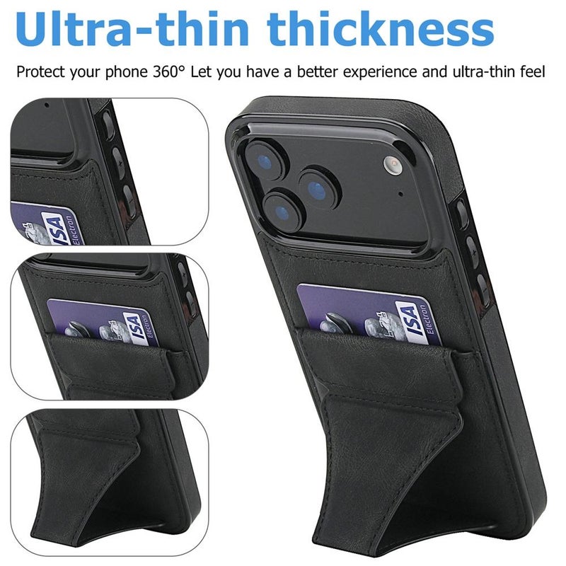 erorex For iPhone 17 Pro Max Ultra-thin Shockproof Phone Protective Case with Holder(Black) - Image 4