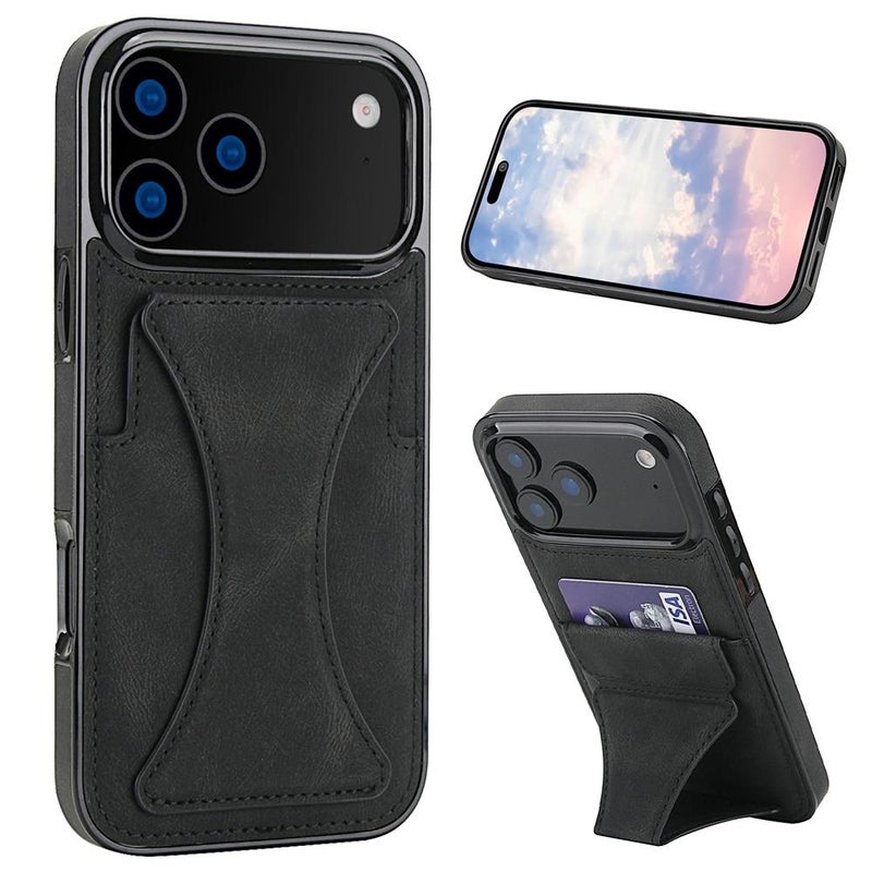 erorex For iPhone 17 Pro Max Ultra-thin Shockproof Phone Protective Case with Holder(Black) - Image 1