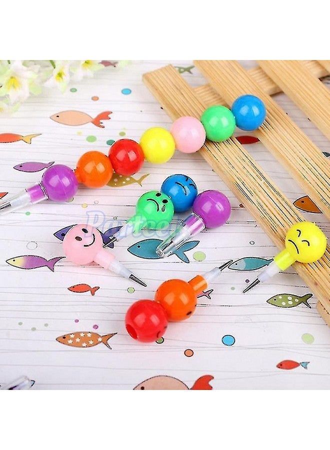 بارتيت مجموعة أقلام الرصاص والأقلام الشمعية المبتسمة المتراصة من بارتيت 2 في 1 للأطفال، هدية بطابع مبتسم للبنات، هدايا إرجاع من سن 6 إلى 8 سنوات، قلم رصاص مبتسم، قلم رصاص متراص - بلاستيك، عصري، برتقالي - Image 3