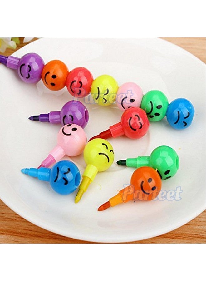 بارتيت مجموعة أقلام الرصاص والأقلام الشمعية المبتسمة المتراصة من بارتيت 2 في 1 للأطفال، هدية بطابع مبتسم للبنات، هدايا إرجاع من سن 6 إلى 8 سنوات، قلم رصاص مبتسم، قلم رصاص متراص - بلاستيك، عصري، برتقالي - Image 5
