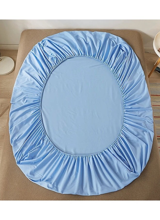 QBED Plain Fitted Sheet Set of 3 for Hotels Homes Touristic Villages Baby Blue  - Image 3