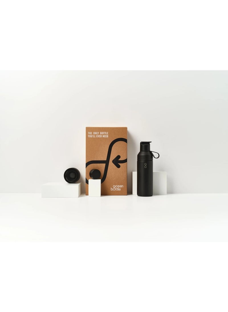 Ocean Bottle Reusable Insulated Water Bottle 3-in-1 Set – 500ml with Interchangeable Lids, Dishwasher Safe, Eco-Friendly Stainless Steel, Leak-Proof Everyday Hydration & Hot/Cold Drinking - Obsidian Black - Image 4