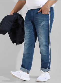 Instafab Plus Men's Classic Blue Medium-Washed Regular Fit Denim Jeans  - Image 1