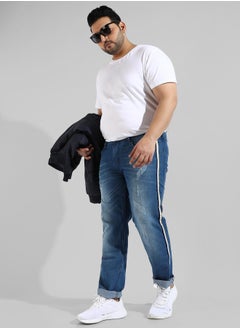 Instafab Plus Men's Classic Blue Medium-Washed Regular Fit Denim Jeans  - Image 5