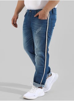 Instafab Plus Men's Classic Blue Medium-Washed Regular Fit Denim Jeans  - Image 3