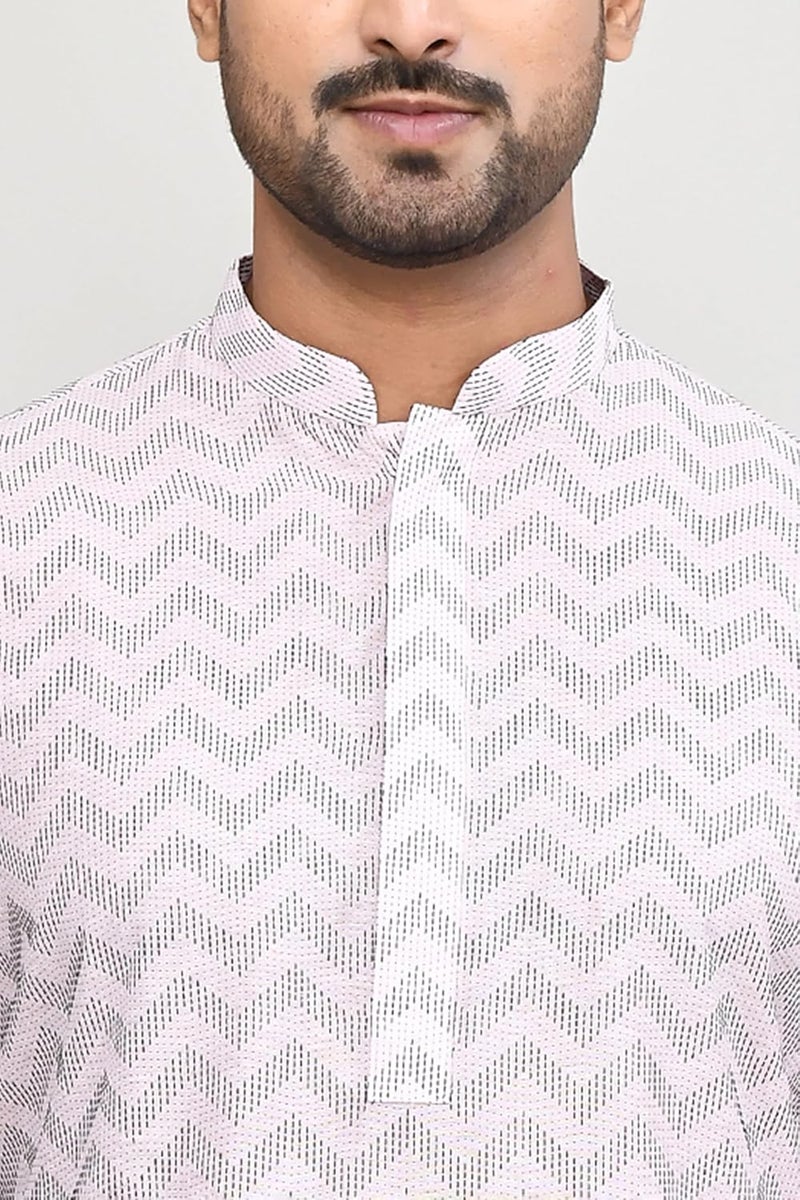 POLY2FAB Hathkargha Men’s Printed Jacquard Kurta with Full Sleeve - Stylish Ethnic Wear for Weddings, Festivals & Parties - Image 5