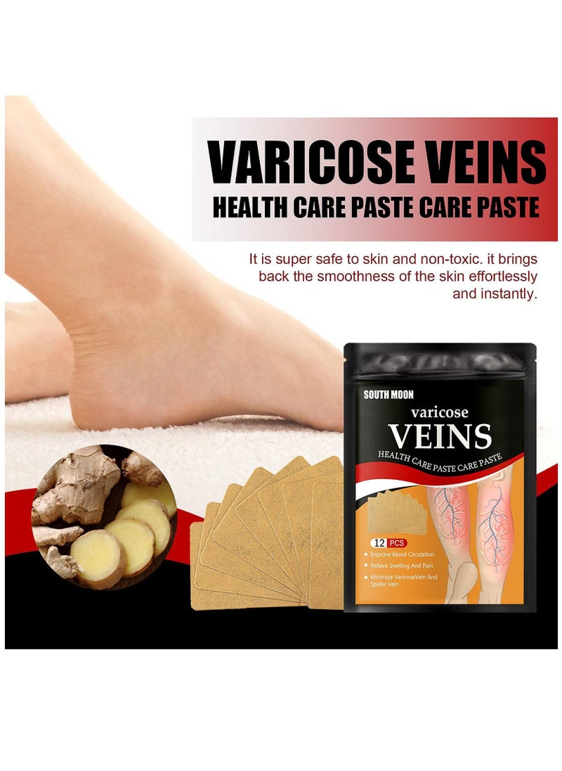 SOUTH MOON 12 Pieces Varicose Veins Patches Relief Phlebitis Angiitis 100% Natural Ingredients Added Eliminate the Appearance of Varicose Veins Vein Inflammation Treatment For Men & Women  - Image 4