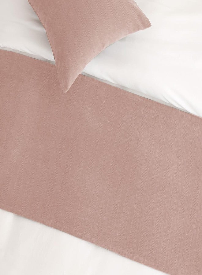 AMBERIS Bed Runner Single Layer Chenille Coral Pink, Modern Style Bed Scarves for Home Hotel Decorations (Pillowcases Sold Separately) - Image 3