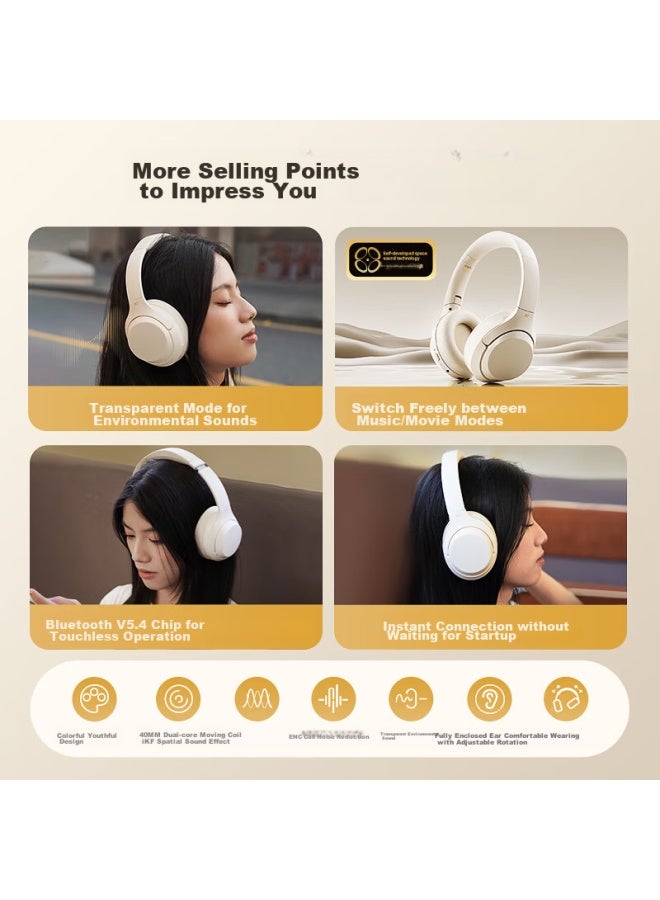 Ikf T1 Smart Interconnected App Headset Wireless Bluetooth Earphone With Noise Reduction For Calls Wired High-quality Sound Music Computer Online Cl Compatible With Apple Huawei New Pink - Image 2