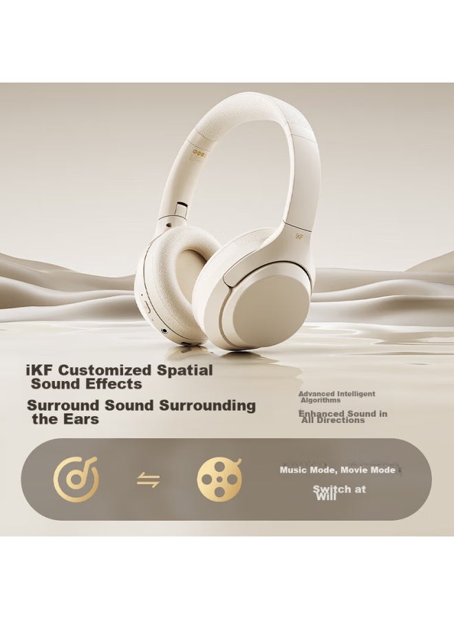 Ikf T1 Smart Interconnected App Headset Wireless Bluetooth Earphone With Noise Reduction For Calls Wired High-quality Sound Music Computer Online Cl Compatible With Apple Huawei New Pink - Image 4