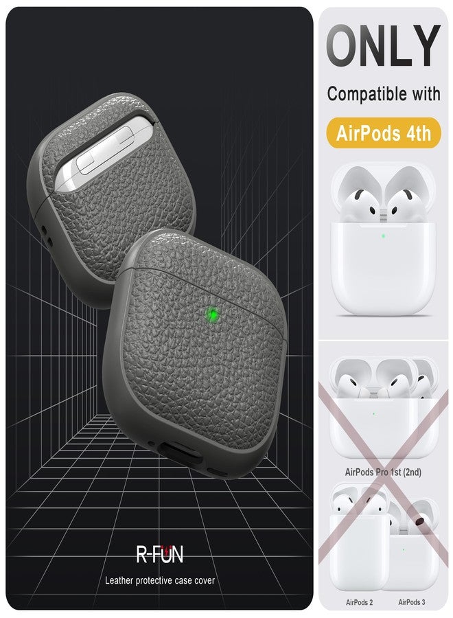 R-fun for Airpods 4 Generation Case, Soft TPU(leather-like) Design Drop Protection Cover for Men and Women with Lanyard and Cleaner Kit, Compatible with Apple Latest Airpods 4th Gen(USB-C)(2024)-Grey - Image 3