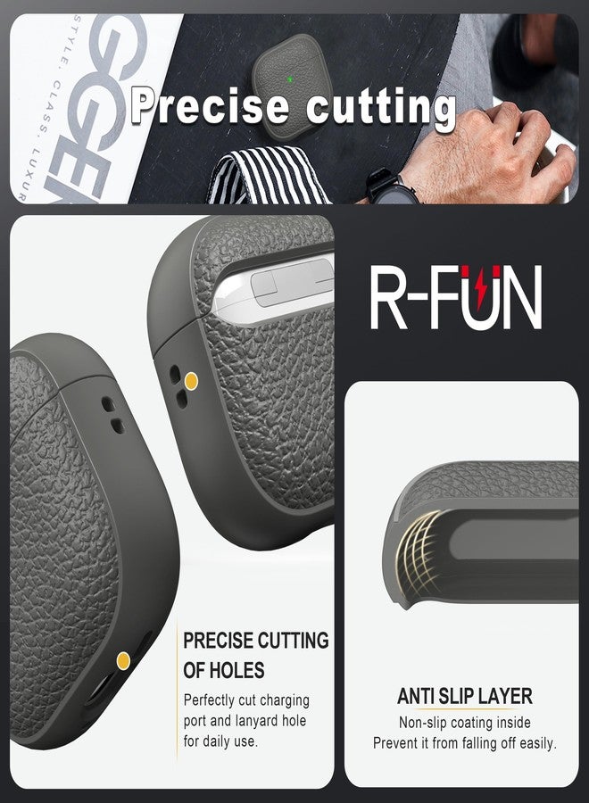 R-fun for Airpods 4 Generation Case, Soft TPU(leather-like) Design Drop Protection Cover for Men and Women with Lanyard and Cleaner Kit, Compatible with Apple Latest Airpods 4th Gen(USB-C)(2024)-Grey - Image 5