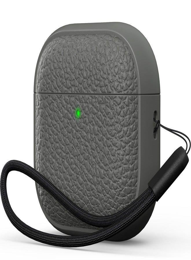 R-fun for Airpods 4 Generation Case, Soft TPU(leather-like) Design Drop Protection Cover for Men and Women with Lanyard and Cleaner Kit, Compatible with Apple Latest Airpods 4th Gen(USB-C)(2024)-Grey - Image 1