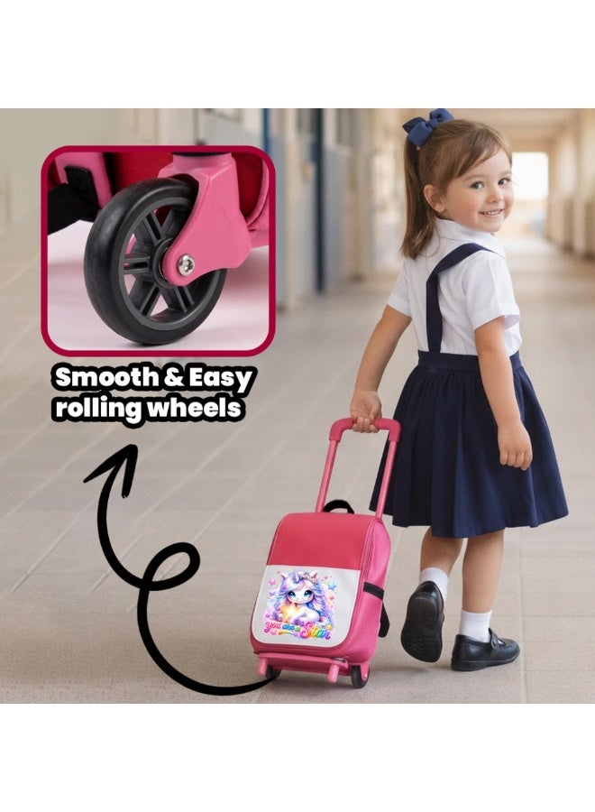 PRINTSHOP4ME Girls Unicorn Trolley School Bag | Rolling Backpack with Wheels | Adjustable Handle | Casual Everyday Travel Use - Image 4