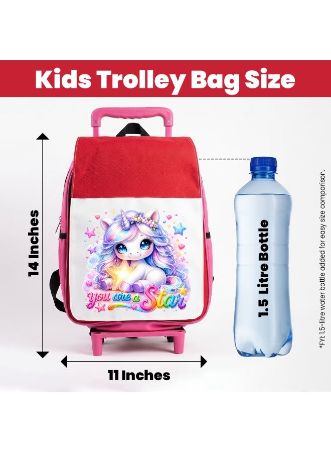 PRINTSHOP4ME Girls Unicorn Trolley School Bag | Rolling Backpack with Wheels | Adjustable Handle | Casual Everyday Travel Use - Image 2
