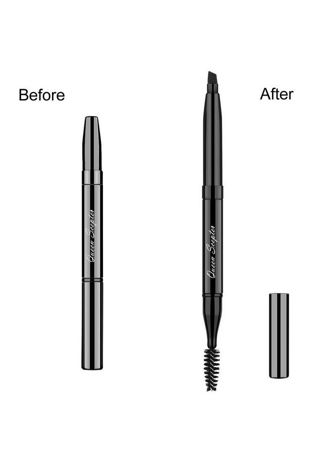 Queen Scepter Makeup Brush Eyeshadow Brush Double Sided Eyebrow Brush And Eyelash Brush With Cap For Travel Retractable Makeup Brush Angled Eye Brow Brush Concealer Brush Portable Cosmetic Brushes Black - Image 2