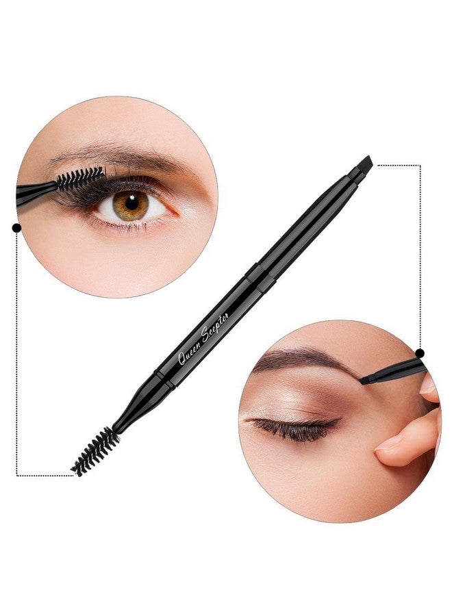 Queen Scepter Makeup Brush Eyeshadow Brush Double Sided Eyebrow Brush And Eyelash Brush With Cap For Travel Retractable Makeup Brush Angled Eye Brow Brush Concealer Brush Portable Cosmetic Brushes Black - Image 1