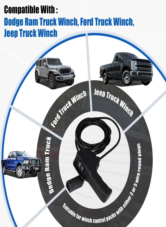 Looptek 83665 Plug-in Truck Winch Remote Controller Replacement for WARN M8000 M12000 VR12000 Zeon 10S - Compatible with Ford Dodge Ram Power Wagon - Handheld Control with 12ft D-Shape Cable & Ergonomic Grip - Image 3