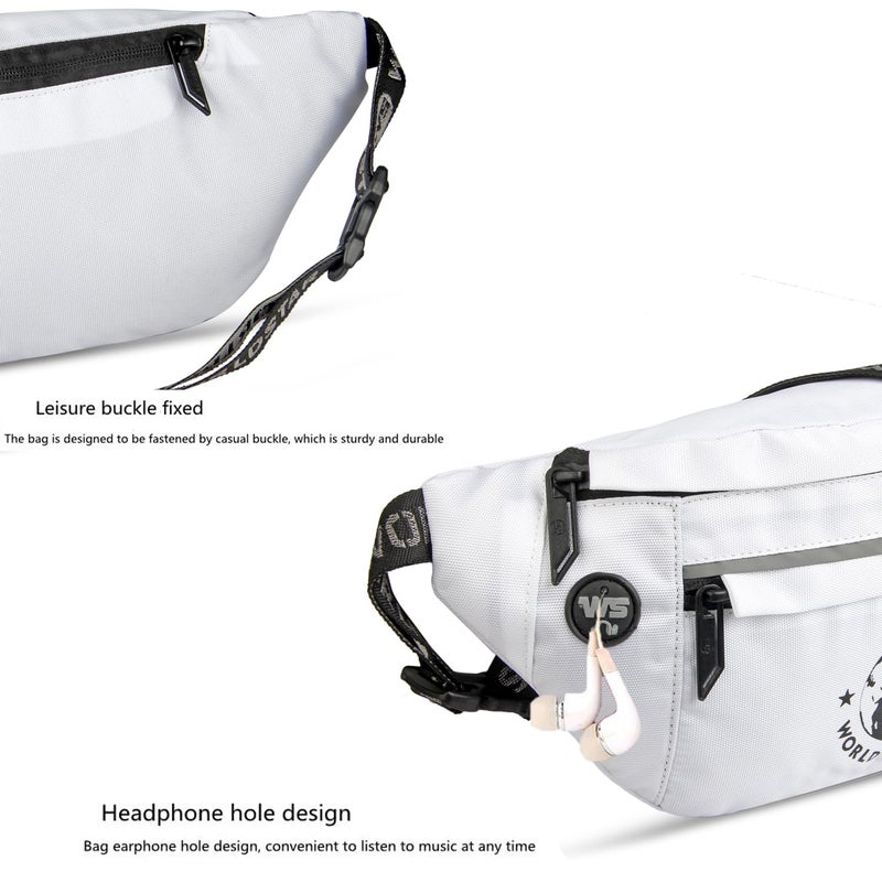 WORLD STAR Waist Bag for Men & Women | Fanny Pack for Men | Trendy Mobile Waist Pouch Pocket Bag for Girls and Boys | Waterproof Hip and Side Bags for Outdoor Hiking Travel (White) - Image 5