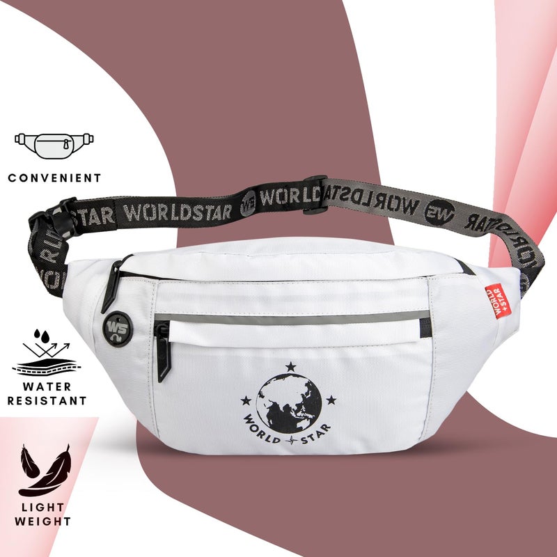 WORLD STAR Waist Bag for Men & Women | Fanny Pack for Men | Trendy Mobile Waist Pouch Pocket Bag for Girls and Boys | Waterproof Hip and Side Bags for Outdoor Hiking Travel (White) - Image 1