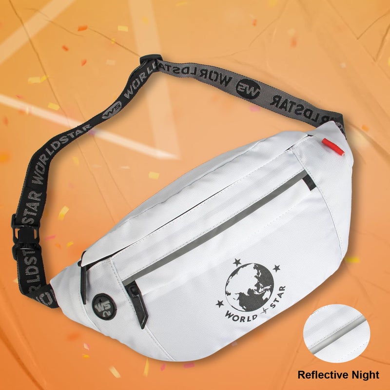 WORLD STAR Waist Bag for Men & Women | Fanny Pack for Men | Trendy Mobile Waist Pouch Pocket Bag for Girls and Boys | Waterproof Hip and Side Bags for Outdoor Hiking Travel (White) - Image 3