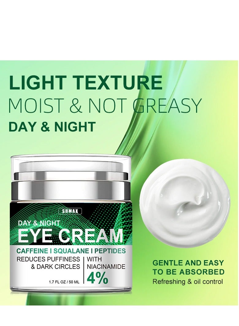 سوماكس كريم العين للهالات السوداء والانتفاخ ، علاج الانتفاخات تحت العينين ، كريم العين بالكولاجين المضاد للشيخوخة للتجاعيد ، كريم العين بالكافيين ليلا ونهارا مع النياسيناميد دايميثيكون 50 مل - Image 5