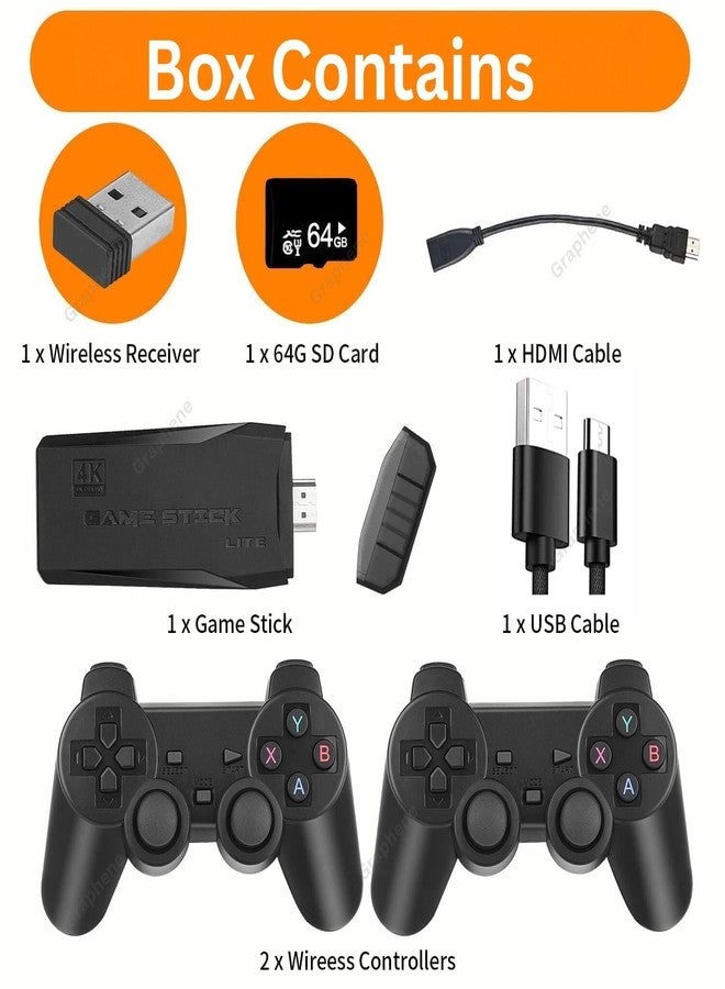 Playtastic Game Stick Lite Video Gaming Console 2.4G 10000+ Games Wireless Controllers Gamepad 64GB Preloaded 9 Emulators CPS,GB,GBA,GBC,MD,SFC,FC,N64,PS1,PSP Dual Retro Game Console Plug&Play - Image 5