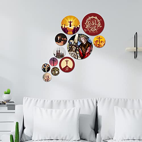 Artvibes Designer MDF Wooden Wall Hanging Decoration Item for Home | Office | Gift | Wall Decor Hanging Items | Wall Art | Living Room | Bedroom (WPS_108N), Pack of 11 Pieces - Image 2