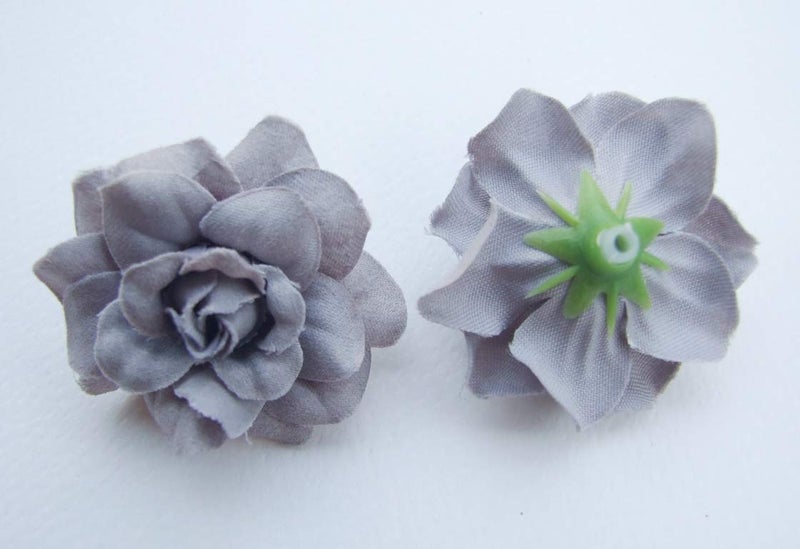 ICRAFY Artificial Flower, Silk Head Grey Roses 50 Pcs Faux Flowers Fake Flowers Perfect for DIY Wedding Backdrop Centerpieces Party Home Headband Arrangement Decorations (Size 1.75 in), 1.75 inch - Image 3
