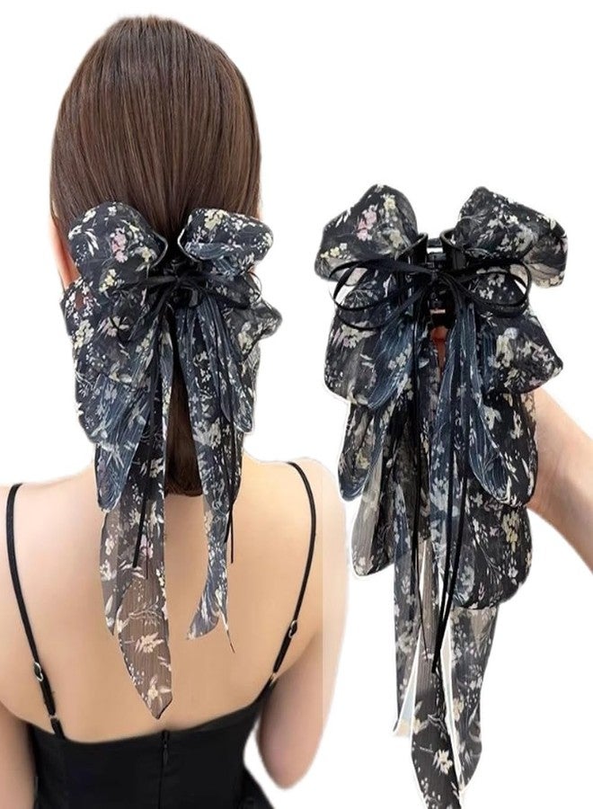 Melodio New Forest-Inspired Rose Ponytail Clip - French Romantic Floral Hair Accessory with Flowing Ribbon, Elegant Back Bun Hair Clip for Women, High-End Hair Decor (Type B) - Image 1