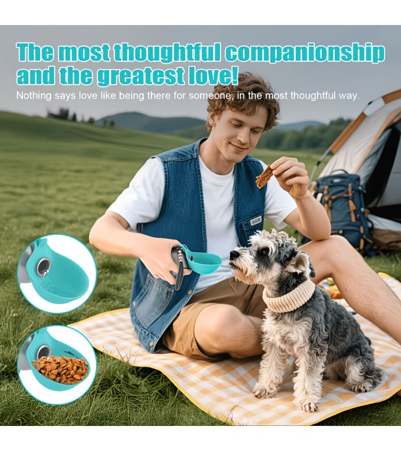 9.47 Oz Foldable Pet Travel Water Bottle Spill Proof Portable Feeder For Cats And Dogs Outdoor With Lanyard - Image 4
