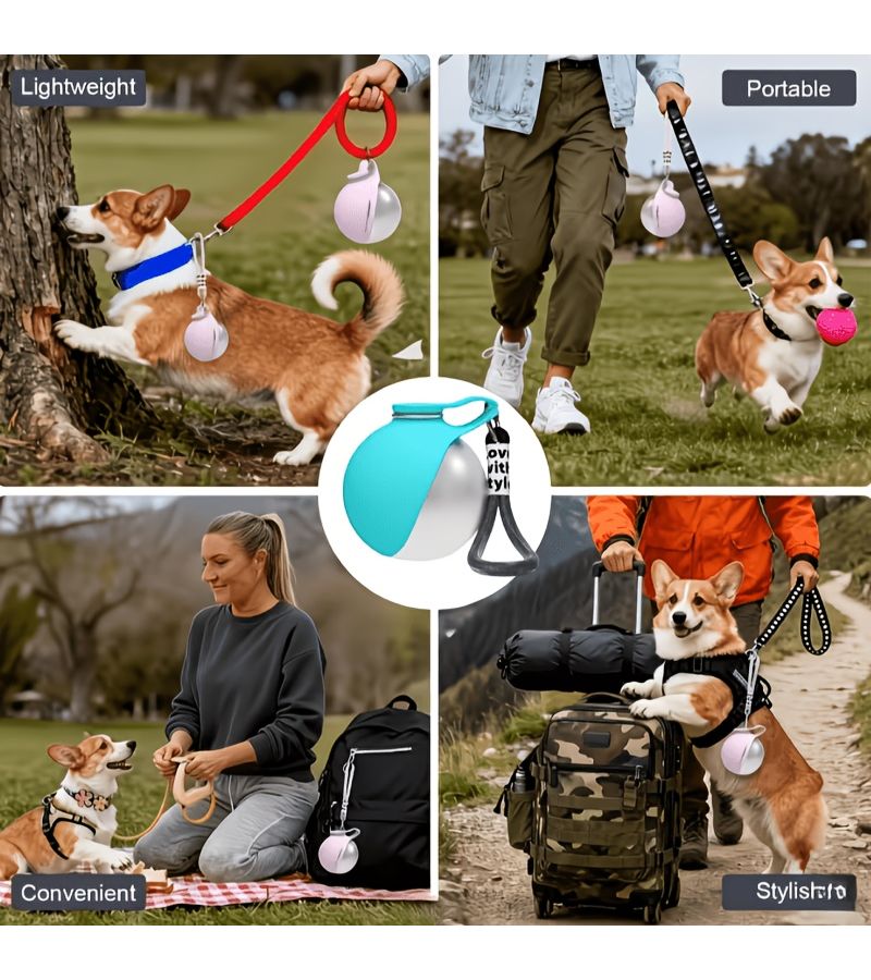 9.47 Oz Foldable Pet Travel Water Bottle Spill Proof Portable Feeder For Cats And Dogs Outdoor With Lanyard - Image 5