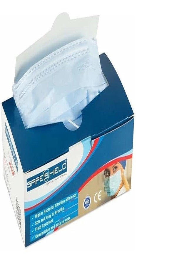 SafeShield 3 Ply Disposable Surgical Face Mask with Meltblown Filter & Nose Pin Ear Loop, BFE 99%, Pack of 50 (Buy One Get One free) - Image 2