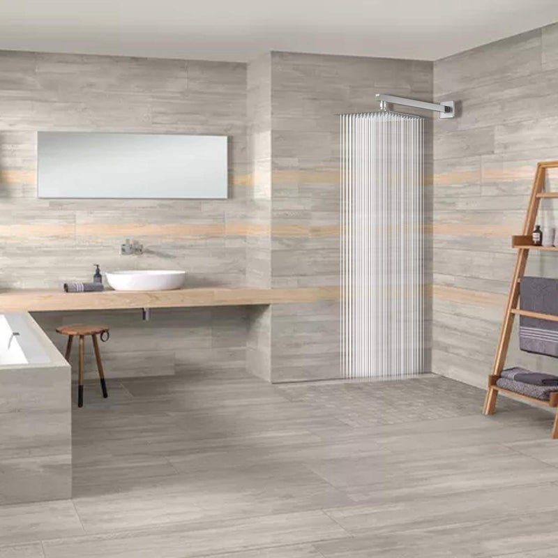 GGStudy High Pressure Square Shower Head 12 Inches Large Stainless Steel Shower Heads,Ultra Thin Rainfall Bath Shower 1/2 Connection Brushed Nickel Shower - Image 2