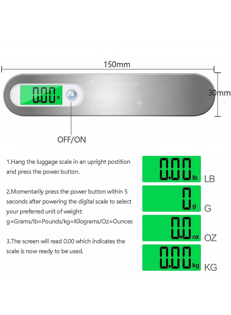 صاروخ فلاير ميزان الأمتعة الرقمي المتقدم من روكيت فلاير بوضع وزنين، ملحقات سفر بوزن 110 رطل، ميزان تعليق رقمي عالي الدقة للسفر، ميزان أمتعة بخط خطافي، ميزان أمتعة محمول عالي الدقة 0.1 جرام، ميزان أمتعة محمول، شاشة LCD، وحدات كجم/رطل/جرام/أونصة - Image 5