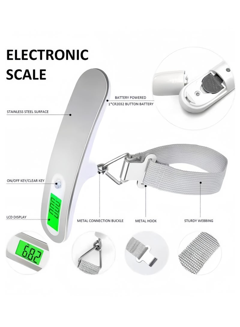صاروخ فلاير ميزان الأمتعة الرقمي المتقدم من روكيت فلاير بوضع وزنين، ملحقات سفر بوزن 110 رطل، ميزان تعليق رقمي عالي الدقة للسفر، ميزان أمتعة بخط خطافي، ميزان أمتعة محمول عالي الدقة 0.1 جرام، ميزان أمتعة محمول، شاشة LCD، وحدات كجم/رطل/جرام/أونصة - Image 4