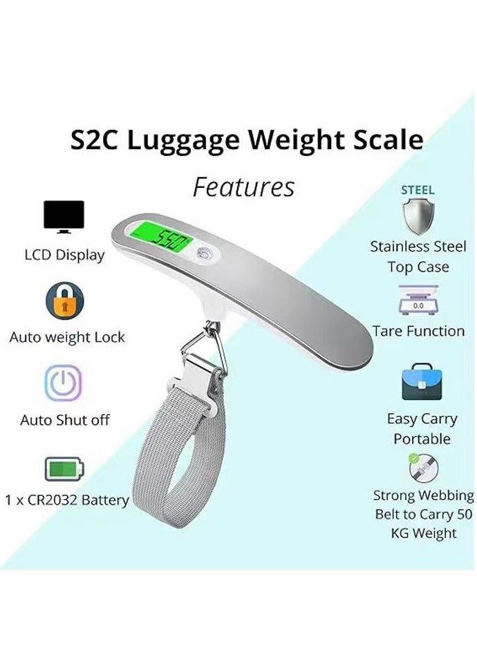 صاروخ فلاير ميزان الأمتعة الرقمي المتقدم من روكيت فلاير بوضع وزنين، ملحقات سفر بوزن 110 رطل، ميزان تعليق رقمي عالي الدقة للسفر، ميزان أمتعة بخط خطافي، ميزان أمتعة محمول عالي الدقة 0.1 جرام، ميزان أمتعة محمول، شاشة LCD، وحدات كجم/رطل/جرام/أونصة - Image 3