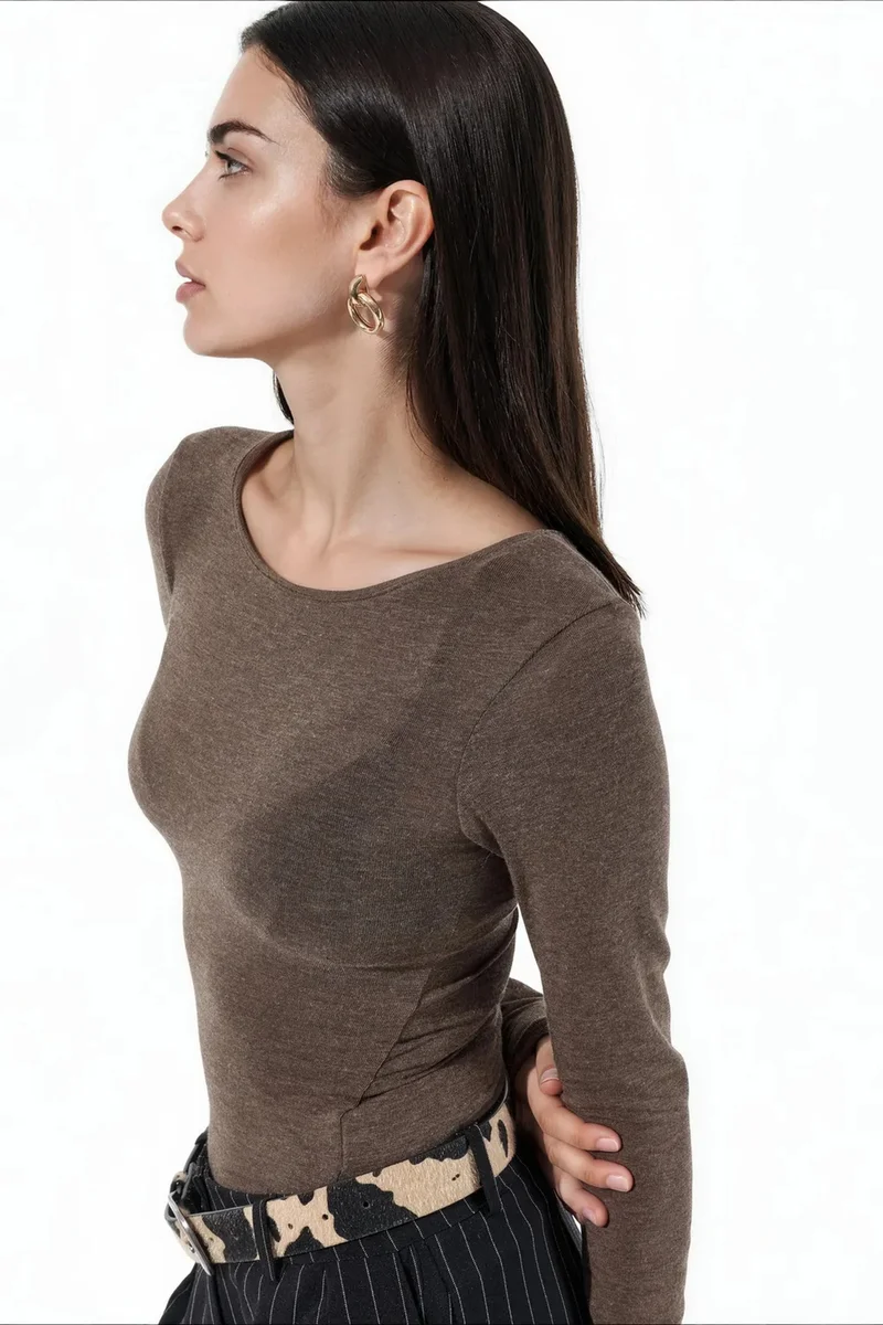 بوسيم BUSEM Slim Fit Long Sleeve Transparent Blouse