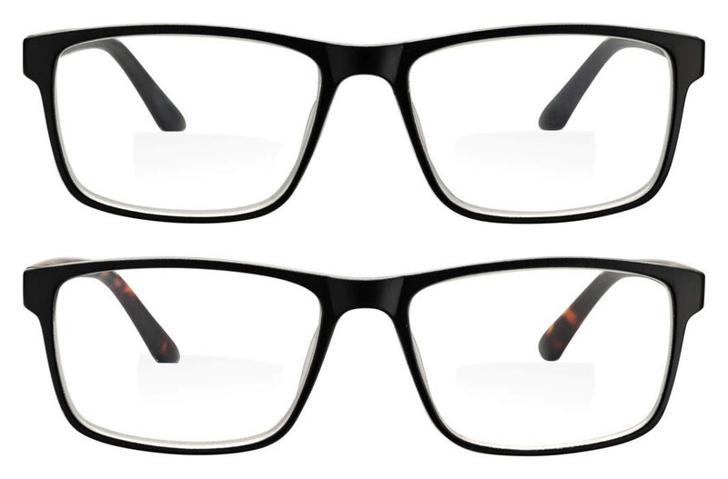Yogo Vision Bifocal Reading Glasses for Men and Women, Rectangle MultiFocal Readers with Spring Hinges, Retro Black/Havana 1.5 - Image 4